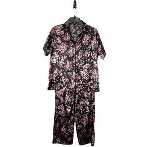 Marilyn Monroe Black Floral Satin Pajama Pant  Set Size M